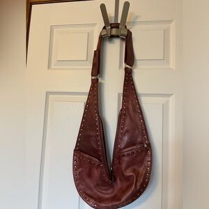 Sash leather studded crossbody